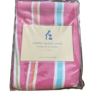 Pottery Barn Kids Striped Basket Liner Pink Medium 100% Cotton New